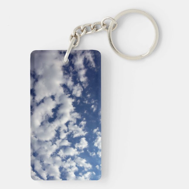 Puffy Clouds On Blue Sky Keychain (Back)