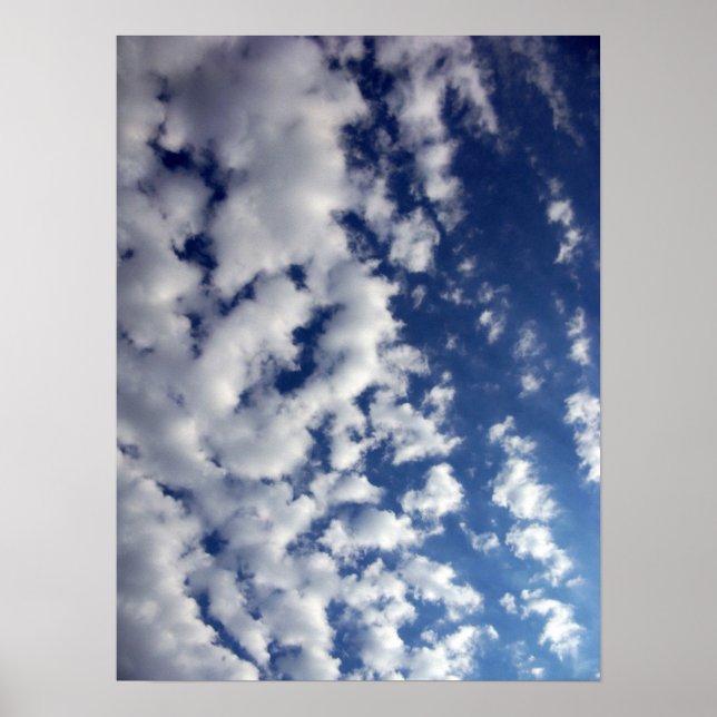Puffy Clouds On Blue Sky Poster (Front)