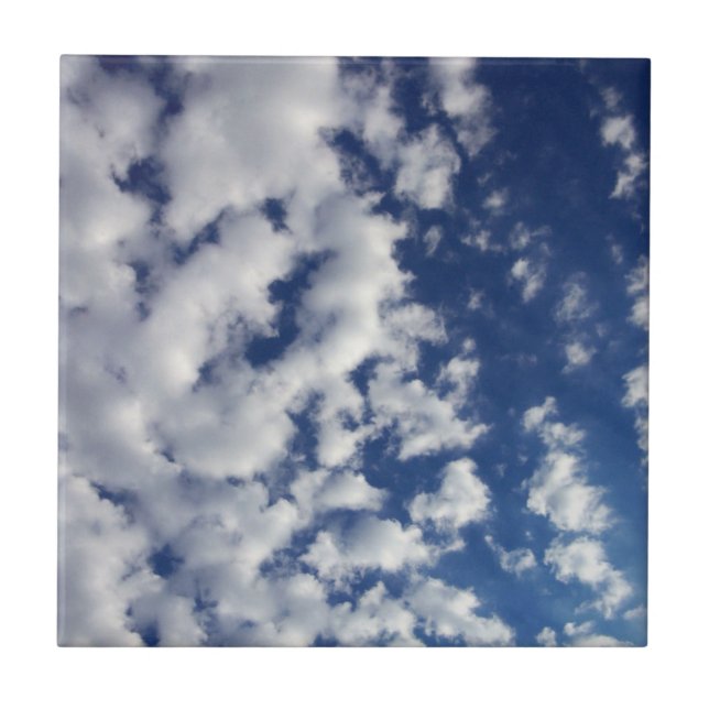 Puffy Clouds On Blue Sky Tile (Front)
