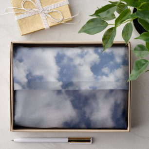 Puffy Clouds On Blue Sky Tissue Paper
