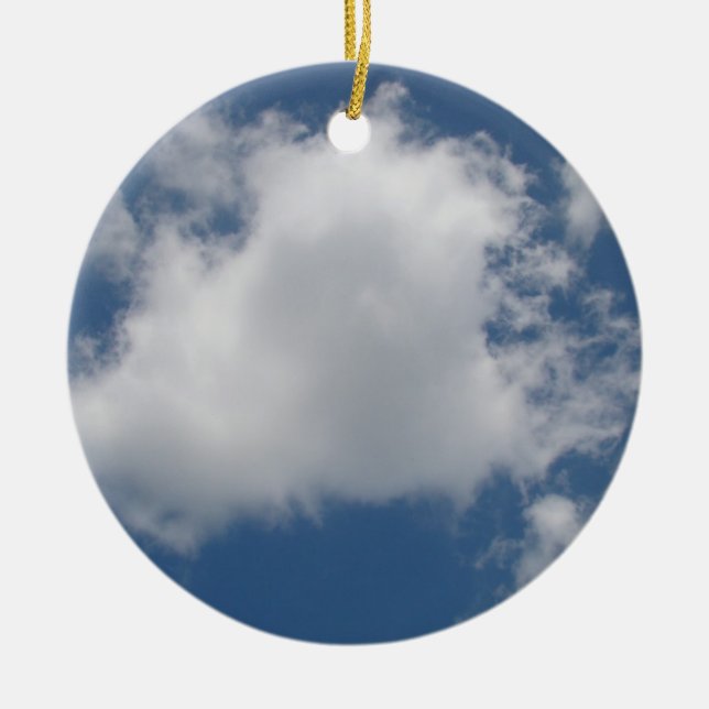 Puffy Cumulus Clouds in Blue Sky Ceramic Ornament (Front)
