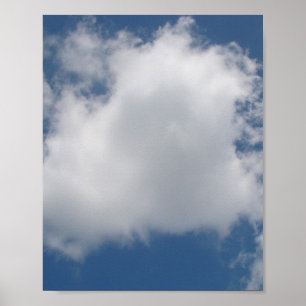 Puffy Cumulus Clouds in Blue Sky   Poster