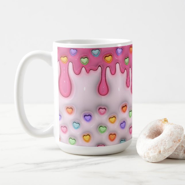 Puffy Frosting Cake with Hearts Mug (With Donut)