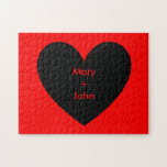 Puffy Heart Jigsaw Puzzle<br><div class="desc">Puffy heart puzzle.  Background colour and text can be customized.</div>