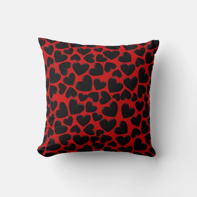Puffy Hearts Throw Pillow (Front)