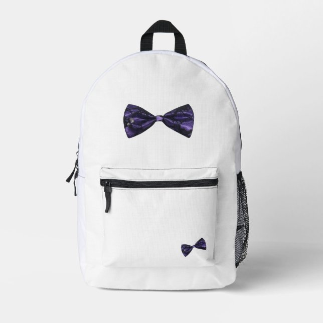 Puffy Lace Ribbon Printed Backpack (Front)