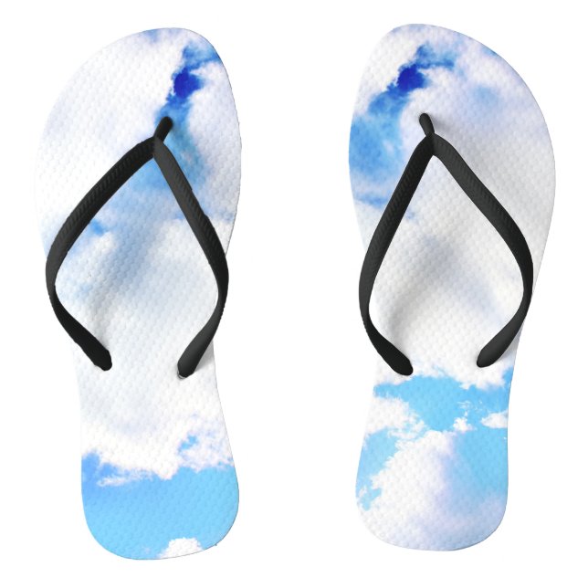 Puffy White Clouds and Blue Sky Flip Flops (Footbed)