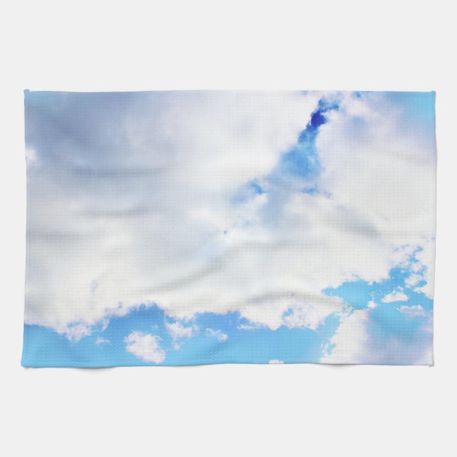Puffy White Clouds and Blue Sky Kitchen Towel (Horizontal)