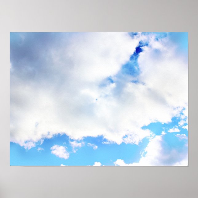Puffy White Clouds and Blue Sky Poster (Front)