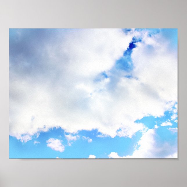 Puffy White Clouds and Blue Sky Poster (Front)