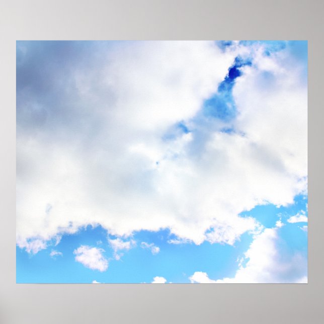 Puffy White Clouds and Blue Sky Poster (Front)