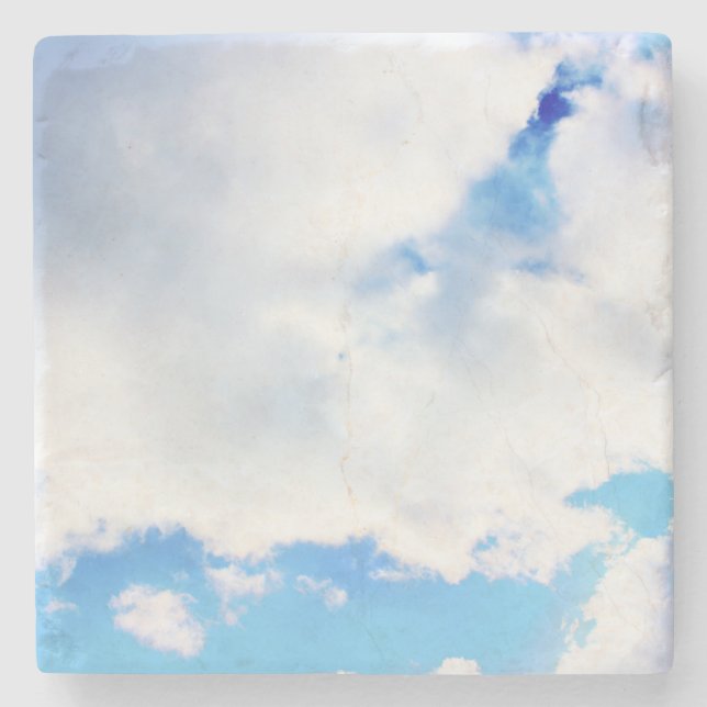 Puffy White Clouds and Blue Sky Stone Coaster (Front)