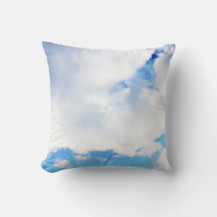 Puffy White Clouds and Blue Sky Throw Pillow