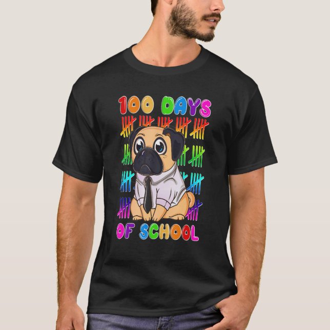 Pug 100 Days of School 100th Day of School Boys Gi T-Shirt (Front)