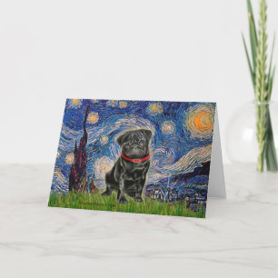 Pug 13 (black) - Starry Night Card