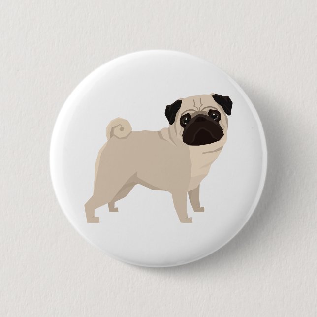 Pug 2 Inch Round Button (Front)