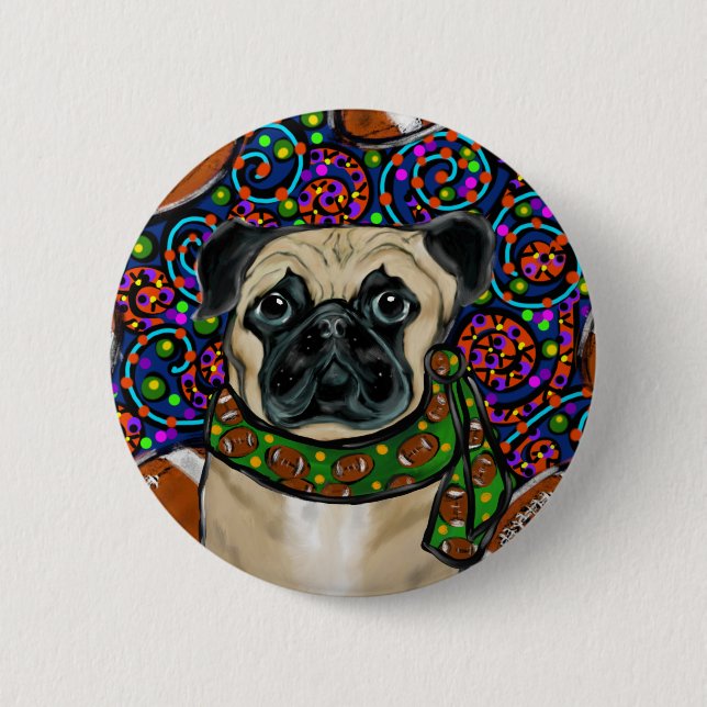 Pug 2 Inch Round Button (Front)