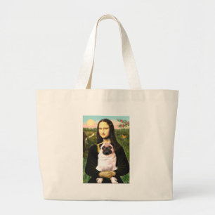 Pug 3 (fawn) - Mona Lisa Large Tote Bag