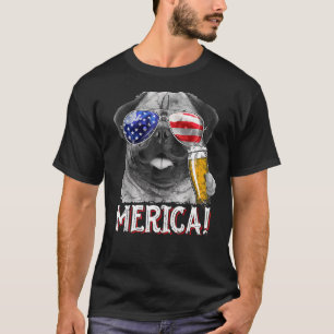 Pug 4th Of July Merica Men Women Usa American Fl T-Shirt