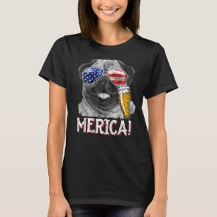 Pug 4th Of July Merica Men Women Usa American Fl T-Shirt
