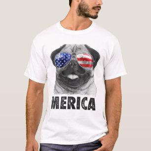 Pug 4Th Of July Merica Men Women USA American Flag T-Shirt