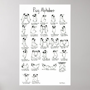 Pug Alphabet A-Z with Rhyme Poster