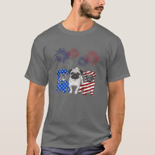 Pug American Flag 4Th Of July USA Flag T-Shirt