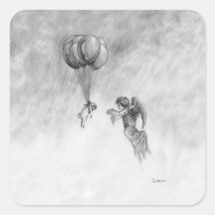 Pug and Angel Square Sticker