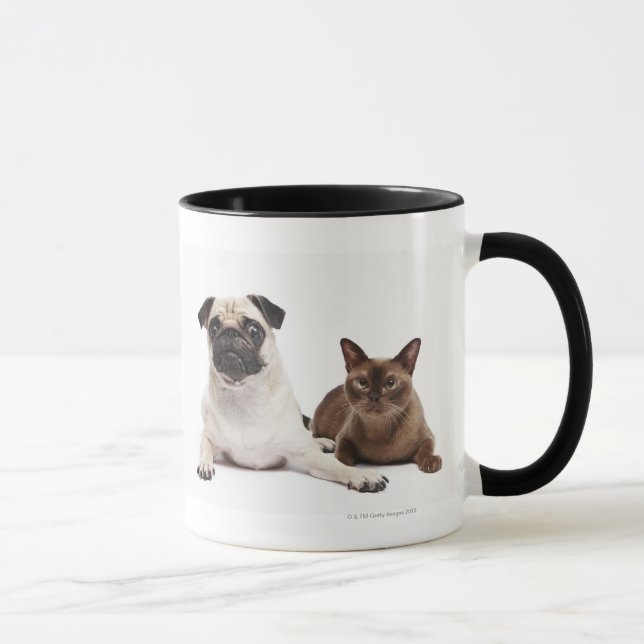 Pug and Burmese cat Mug (Right)