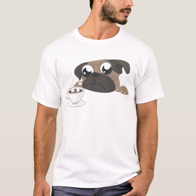 Pug and Coffee T-Shirt (Front)