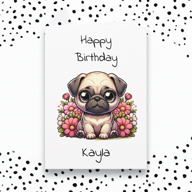 Pug and Colouring Page Personalized Birthday Card (Creator Uploaded)