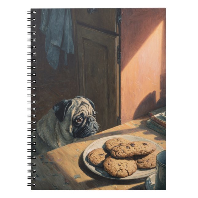 Pug and Cookies Spiral Notebook (Front)