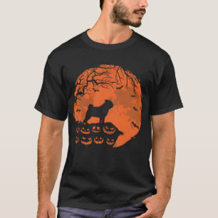 Pug And Moon Halloween Funny Dog Lover Gift girl T-Shirt