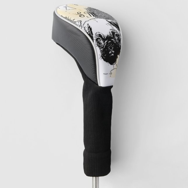 Pug and sunflowers golf club cover (Angled)