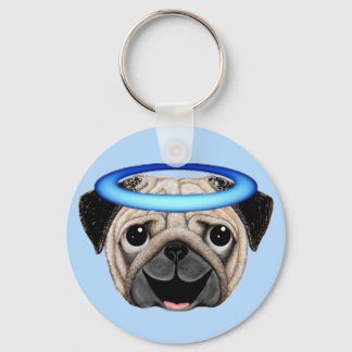 Pug Angel Emoji - Angel Pug Emoji Keychain