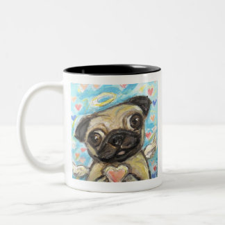 Pug Angel Love Two-Tone Coffee Mug