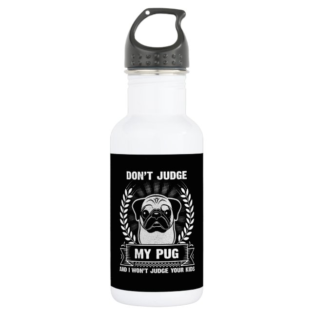 Pug Animal 532 Ml Water Bottle (Front)