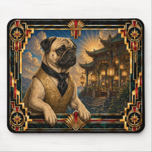 Pug, Art Deco Dog Mouse Pad