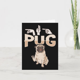 Pug Asl Hand Gesture Deaf Hearing Loss Awareness Card