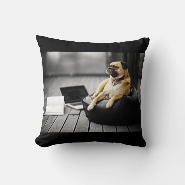 Pug at Rest Throw Pillow (Front)