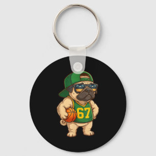 Pug Basketball Dog 67 Gen Alpha Slang Srts Men Boy Keychain