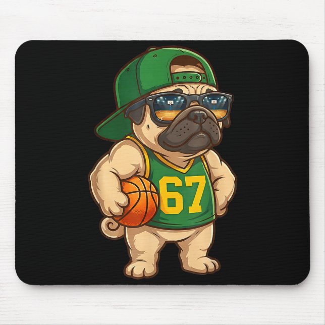 Pug Basketball Dog 67 Gen Alpha Slang Srts Men Boy Mouse Pad (Front)