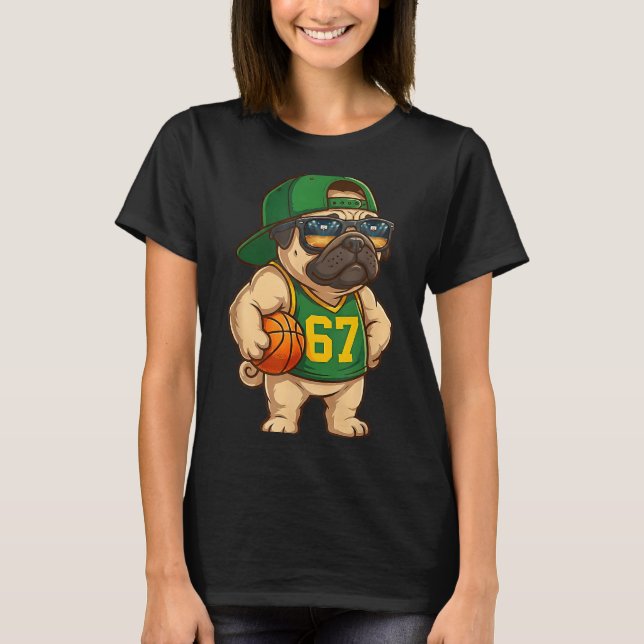 Pug Basketball Dog 67 Gen Alpha Slang Srts Men Boy T-Shirt (Front)