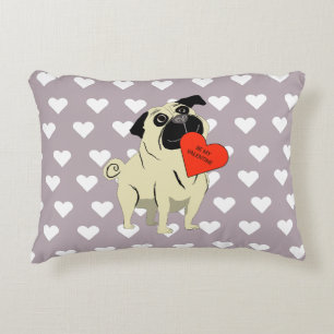 Pug be my Valentine Accent Pillow