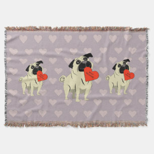Pug be my Valentine Throw Blanket