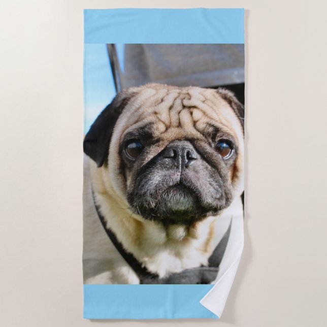 Pug Beach Towel (Front)