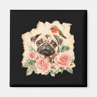 Pug bird cute dog funny pug  magnet
