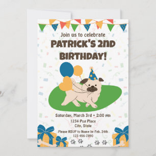 Pug Birthday Invitation