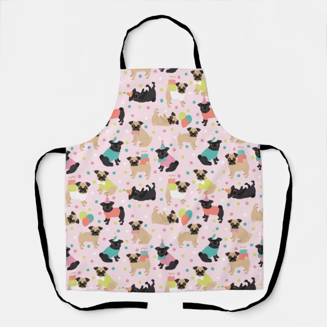Pug Birthday Party Celebration Apron (Front)