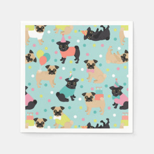 Pug Birthday Party Celebration Napkin